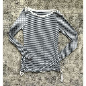 Stateside Stripe Boat Neck Side Tie Long Sleeve Top